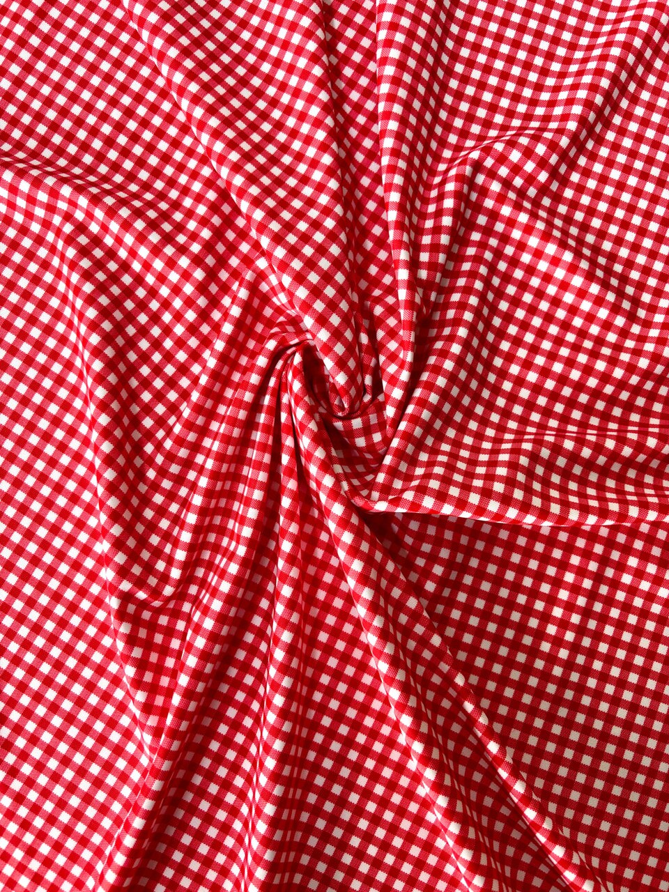 1 Yard Red Gingham Print Spandex Fabric for Dancewear and Swimwear 58/60 Inches Wide